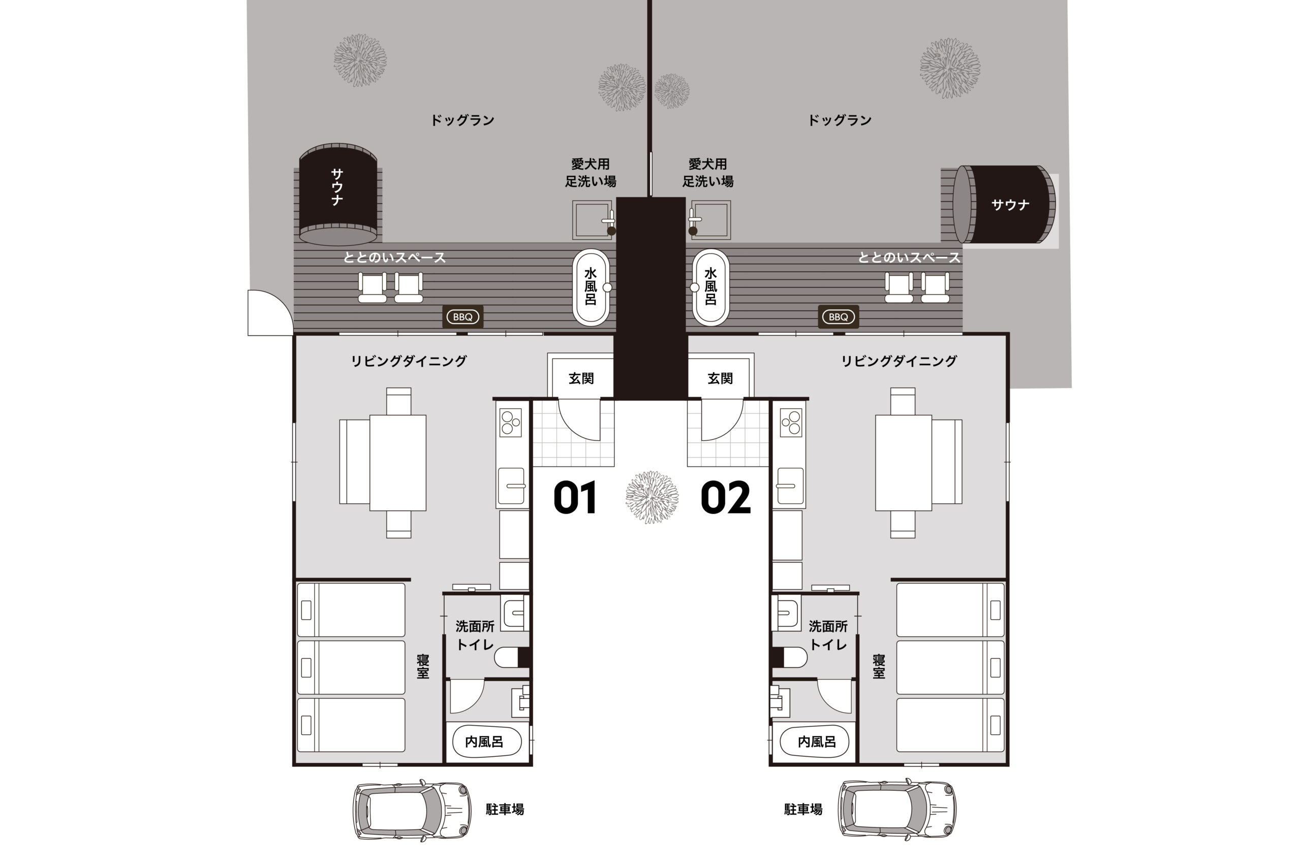「COCO VILLA 南房総 Dog Stay 02」の間取り図